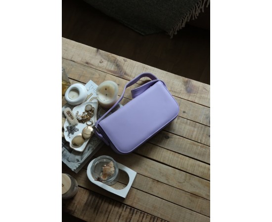 lila ayarlanabilir askılı kapaklı baget çanta