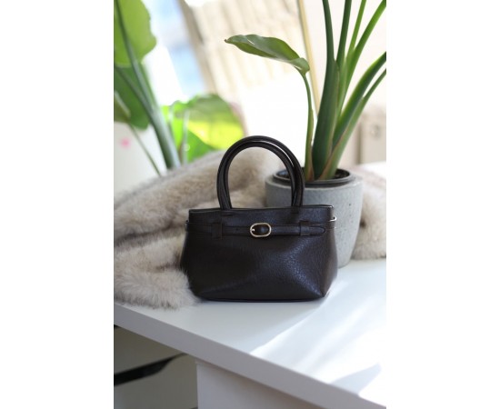 Acı Kahve mini boy gold toka detaylı el omuz çantası 