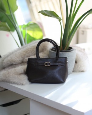 Acı Kahve mini boy gold toka detaylı el omuz çantası 