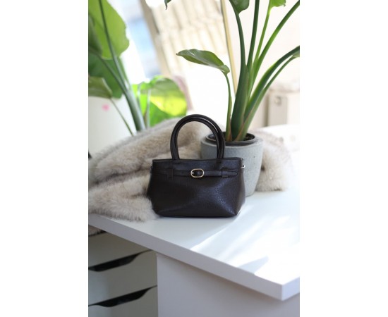 Acı Kahve mini boy gold toka detaylı el omuz çantası 