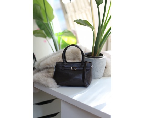 Acı Kahve mini boy gold toka detaylı el omuz çantası 