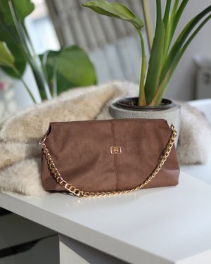 Vizon süet zincir aksesuar detaylı el & omuz çantası 