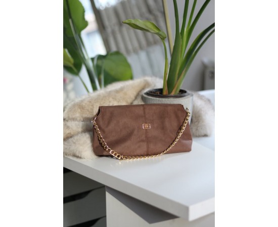 Vizon süet zincir aksesuar detaylı el & omuz çantası 