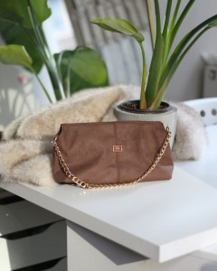 Vizon süet zincir aksesuar detaylı el & omuz çantası 