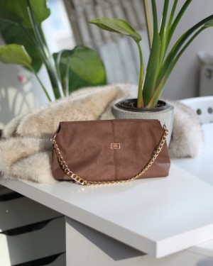 Vizon süet zincir aksesuar detaylı el & omuz çantası 