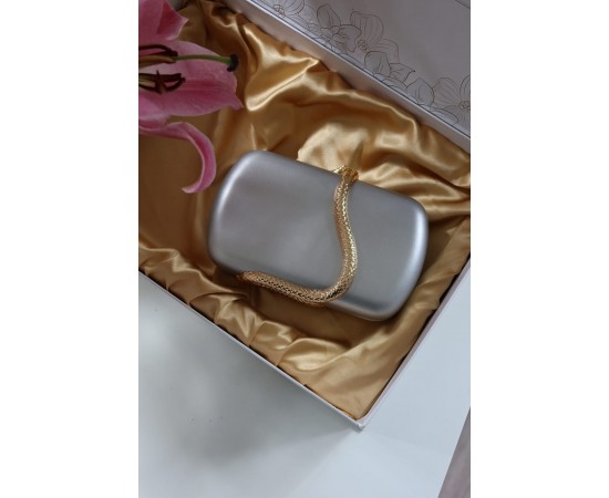 Silver yılan aksesuar detaylı kasa zincirli abiye çanta