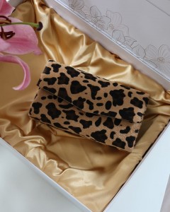 Leopar Süet Mini Kutu Omuz Çantası