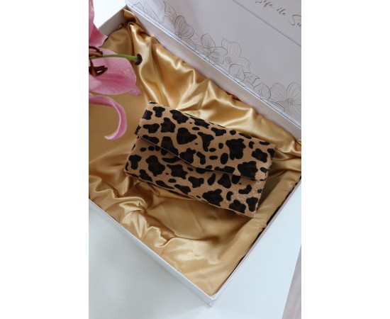 Leopar Süet Mini Kutu Omuz Çantası