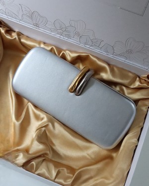  silver metal aksesuar detaylı zincirli slim abiye el omuz çantası