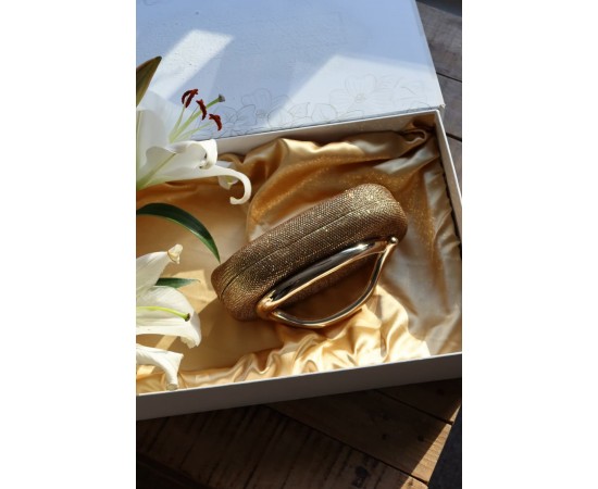 Gold Taşlı Mika Tutma Aksesuarlı Zincirli Omuz Çantası