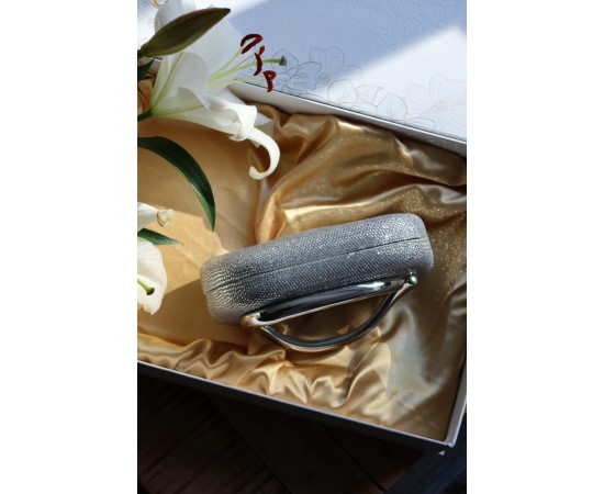 Silver Taşlı Mika Tutma Aksesuarlı Zincirli Omuz Çantası