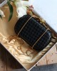 Siyah Baklava Desenli Metal Aksesuar Detaylı Kasa Abiye Çanta