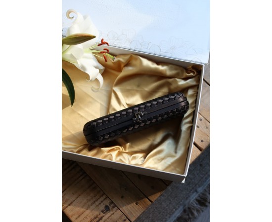 Siyah Saten Slim Baklava Desenli Kasa Abiye El Çantası