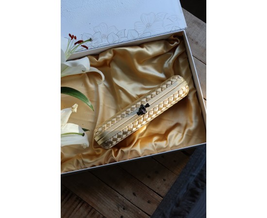 Gold  saten slim baklava desenli kasa abiye el çantası