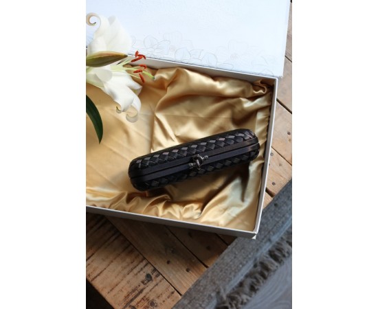 Siyah Saten Standart Baklava Desenli Kasa Abiye El Çantası