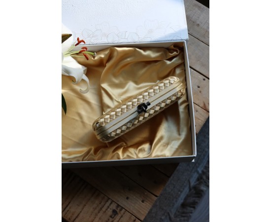  Gold Saten Standart Baklava Desenli Kasa Abiye El Çantası