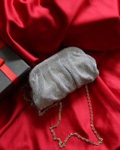 Silver Taş  Mini Dokuma Burs Detaylı Abiye Çanta