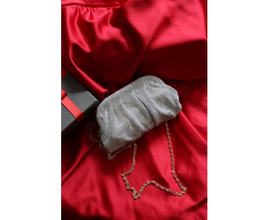 Silver Taş  Mini Dokuma Burs Detaylı Abiye Çanta