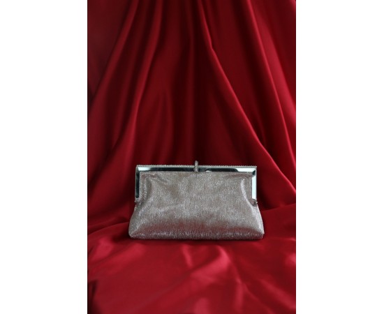 Rose gold  burgu dokulu kristal burslu abiye el çantası 