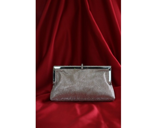 Rose gold  burgu dokulu kristal burslu abiye el çantası 