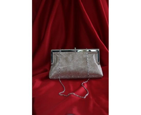 Rose gold  burgu dokulu kristal burslu abiye el çantası 