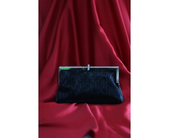 Siyah burgu dokulu kristal burslu abiye el çantası 