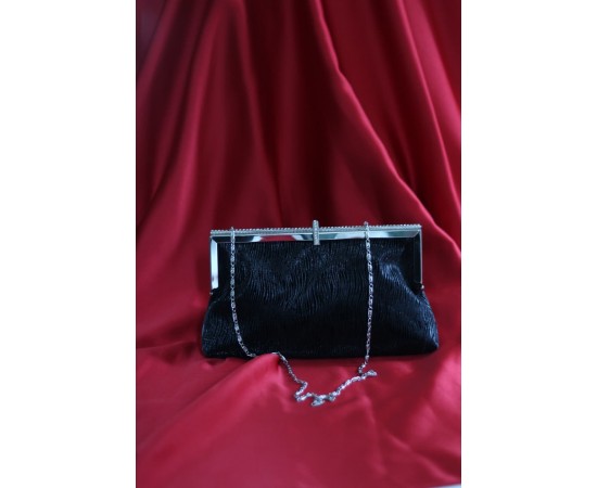 Siyah burgu dokulu kristal burslu abiye el çantası 