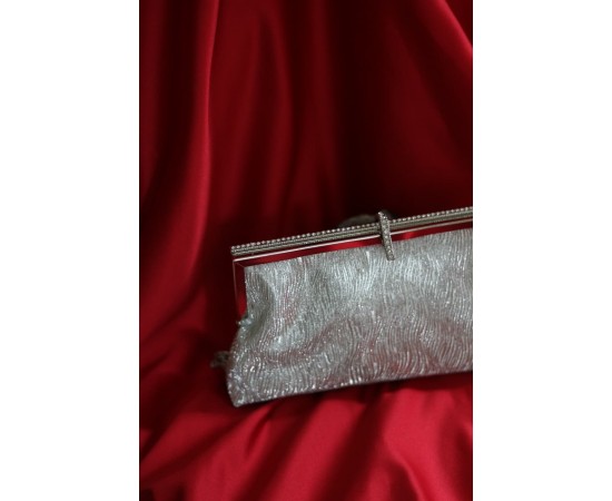 Silver  burgu dokulu kristal burslu abiye el çantası 