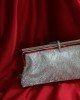 Silver  burgu dokulu kristal burslu abiye el çantası 