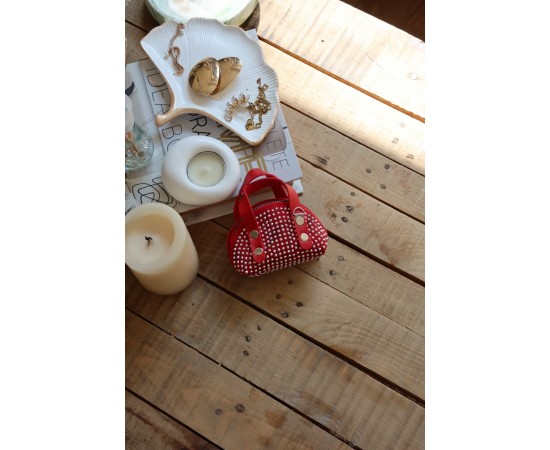 kırmızı zımbalı mini maskot bozuk para cüzdanı 