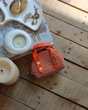 Turuncu zımbalı mini maskot bozuk para cüzdanı 