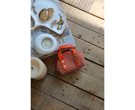 Turuncu zımbalı mini maskot bozuk para cüzdanı 