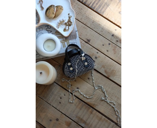 Siyah zımbalı mini maskot bozuk para cüzdanı 