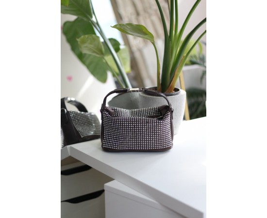 Acı Kahve  zımbalı klips detaylı el omuz çantası