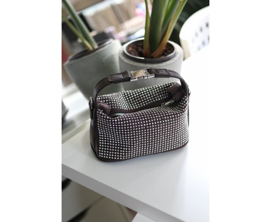 Acı Kahve  zımbalı klips detaylı el omuz çantası