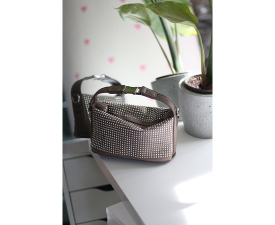 vizon zımbalı klips detaylı el omuz çantası