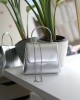 Kadın silver parlak deri metal sap detaylı abiye el omuz çantası Kadın silver parlak deri metal sap detaylı abiye el omuz çantası