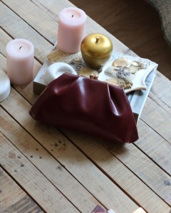 bordo gold burslu mini pouch el omuz çantası