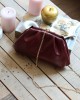 bordo gold burslu mini pouch el omuz çantası