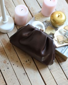 acı kahve  gold burslu mini pouch el omuz çantası