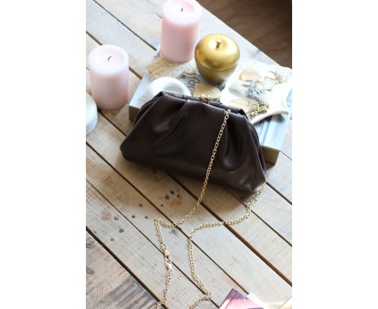 acı kahve gold burslu mini pouch el omuz çantası acı kahve gold burslu mini pouch el omuz çantası