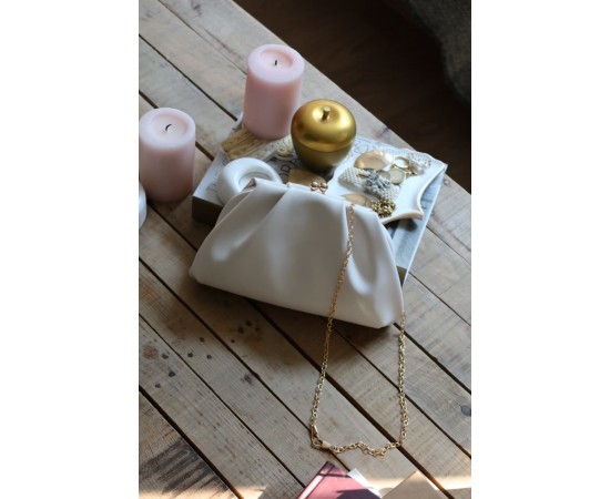  beyaz gold burslu mini pouch el omuz çantası