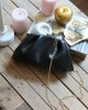 Siyah gold burslu mini pouch el omuz çantası