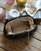 Siyah gold burslu mini pouch el omuz çantası
