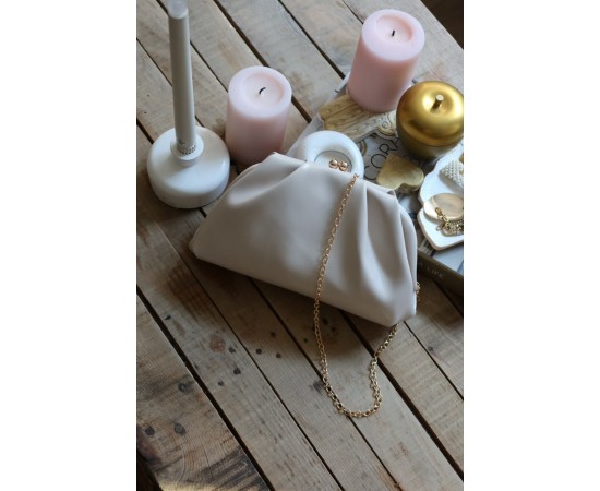 krem  gold burslu mini pouch el omuz çantası