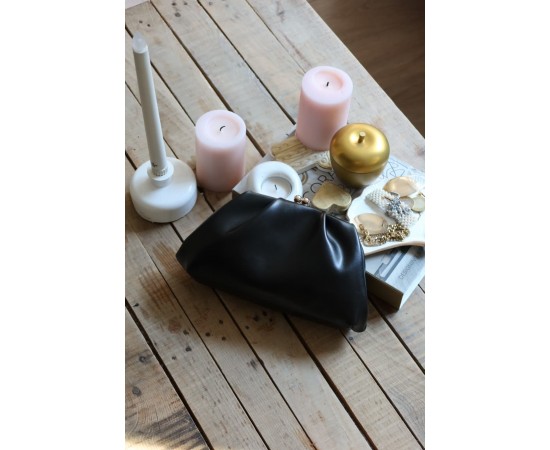 Siyah gold burslu mini pouch el omuz çantası