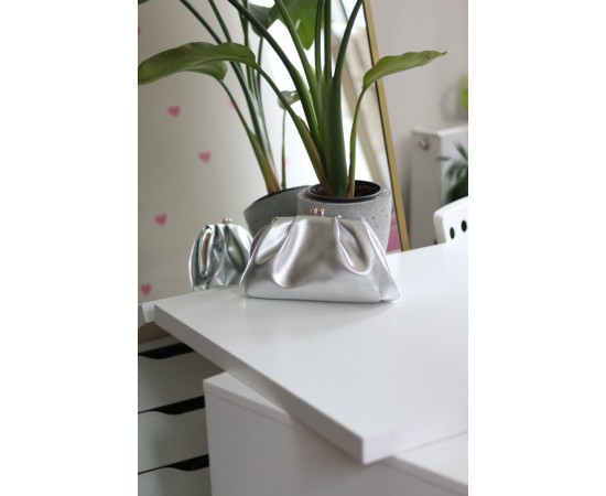 Silver gold burslu mini pouch el omuz çantası