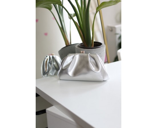 Silver gold burslu mini pouch el omuz çantası