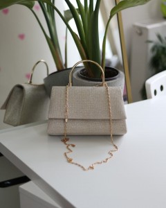 Gold Dokulu Metal Sap Detaylı El & Omuz Çantası