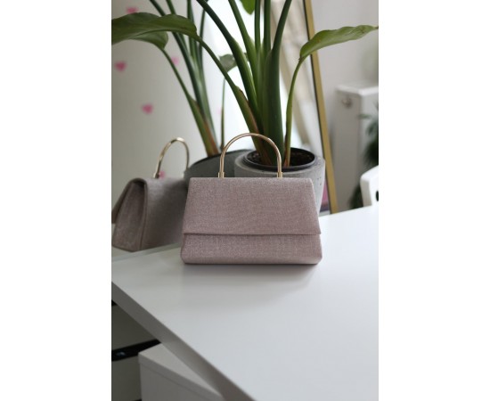 Rose Gold Dokulu Metal Sap Detaylı El & Omuz Çantası